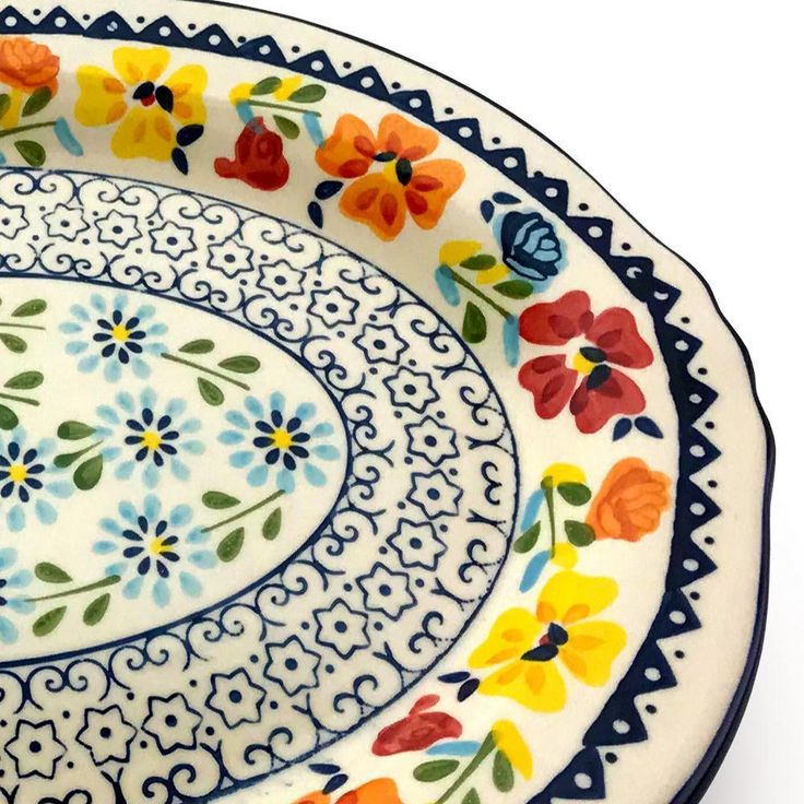 Luxembourg 14 in. Multicolored Stoneware Oval Platter