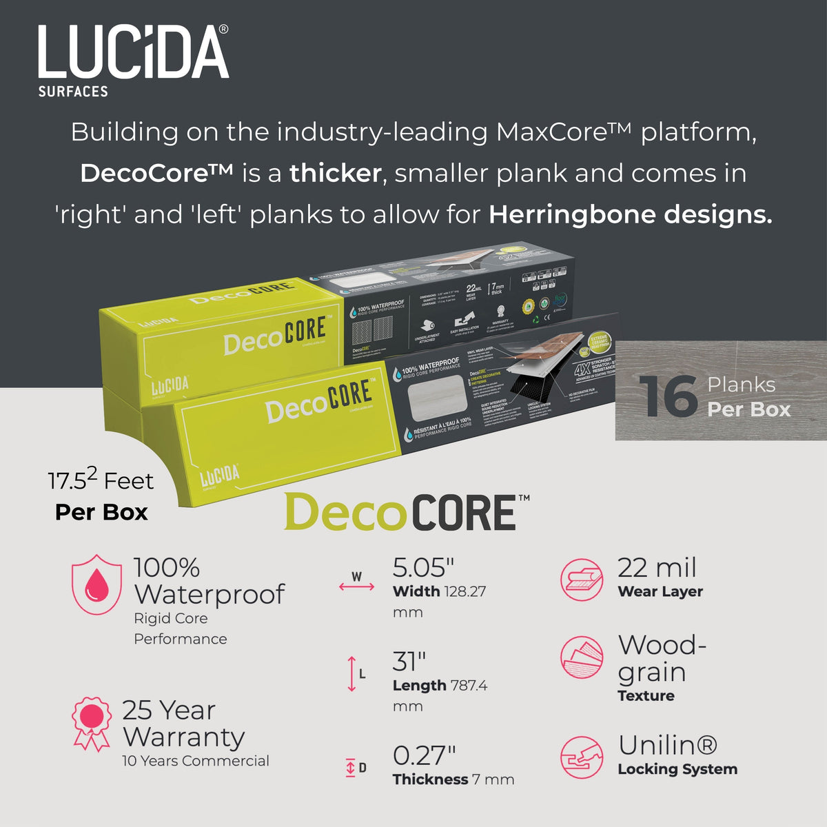 Lucida USA Decocore White Oak Brown 22-mil x 5-4/5-in W x 25-in L Waterproof Interlocking Luxury Vinyl Plank Flooring (14.5-sq ft/ Carton)