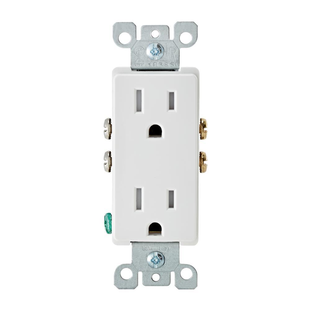 Decora 15 Amp Tamper Resistant Power Duplex Outlet, Ivory - Super Arbor