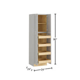 Home Decorators Collection Washington Veiled Gray Plywood Shaker Assembled Utility Pantry Kitchen Cabinet 4 ROT Sft Cls 24 in W x 24 in D x 90 in H