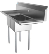 KoolMore Stainless Steel 2-Basin Freestanding Utility Tub with Drain
