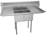 KoolMore Stainless Steel 2-Basin Freestanding Utility Tub with Drain
