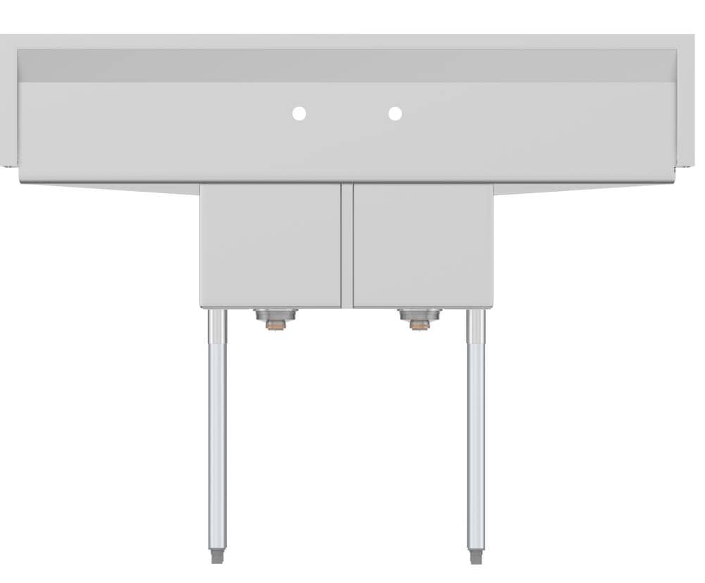 KoolMore Stainless Steel 2-Basin Freestanding Utility Tub with Drain