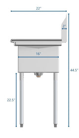 KoolMore Stainless Steel 2-Basin Freestanding Utility Tub with Drain