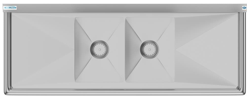 KoolMore Stainless Steel 2-Basin Freestanding Utility Tub with Drain