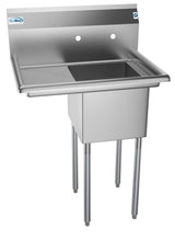 KoolMore Stainless Steel Freestanding Utility Tub with Drain - 22x29 inch