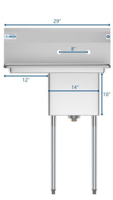 KoolMore Stainless Steel Freestanding Utility Tub with Drain - 22x29 inch