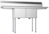 KoolMore Stainless Steel 2-Basin Freestanding Utility Tub with Drain