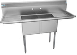 KoolMore Stainless Steel 2-Basin Freestanding Utility Tub with Drain