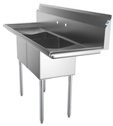 KoolMore Stainless Steel 2-Basin Freestanding Utility Tub with Drain
