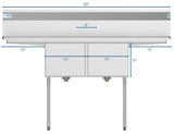 KoolMore Stainless Steel 2-Basin Freestanding Utility Tub with Drain