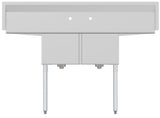 KoolMore Stainless Steel 2-Basin Freestanding Utility Tub with Drain