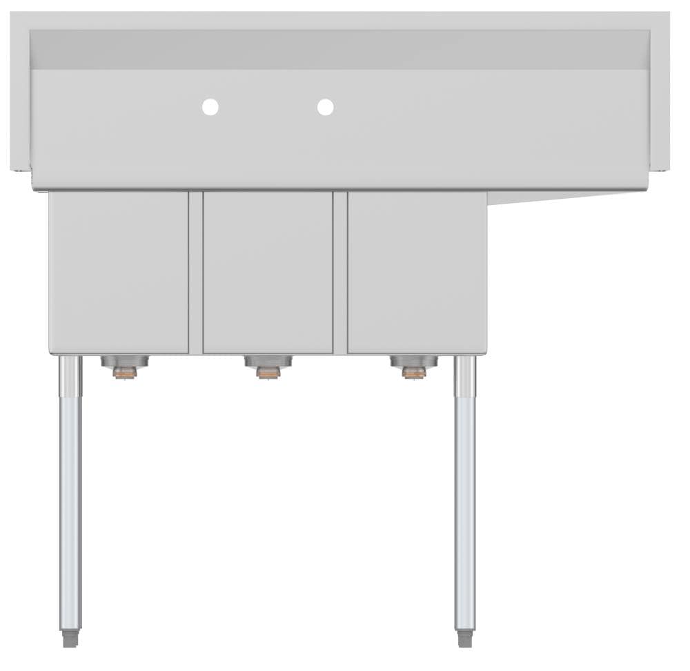 KoolMore 3-Basin Stainless Steel Utility Tub with Drain