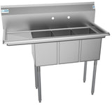 KoolMore 3-Basin Stainless Steel Utility Tub with Drain
