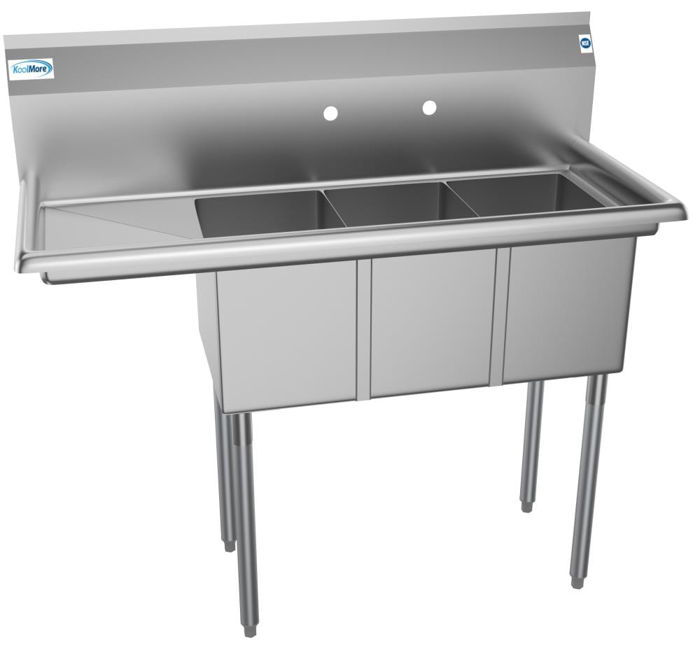 KoolMore Stainless Steel 3-Basin Utility Tub with Drain
