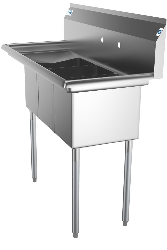 KoolMore Stainless Steel 3-Basin Utility Tub with Drain