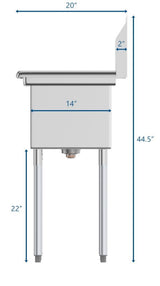 KoolMore 3-Basin Stainless Steel Utility Tub with Drain