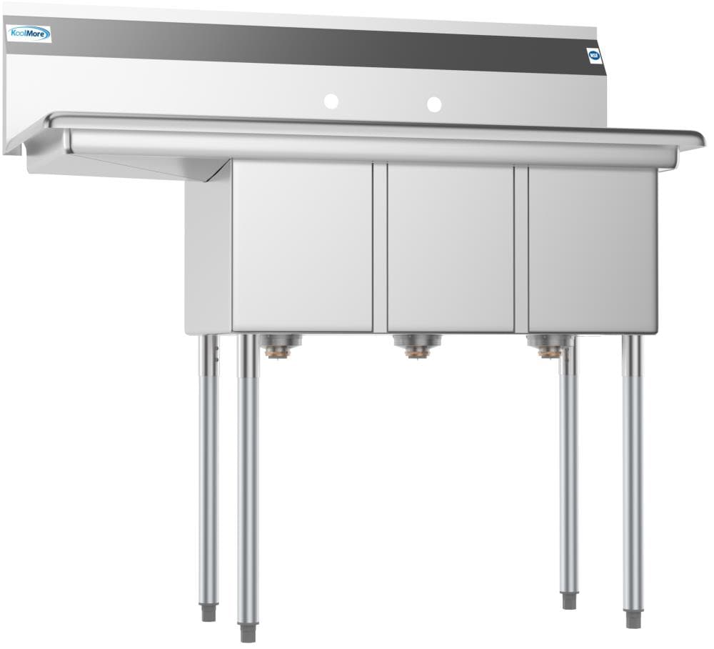 KoolMore Stainless Steel 3-Basin Utility Tub with Drain