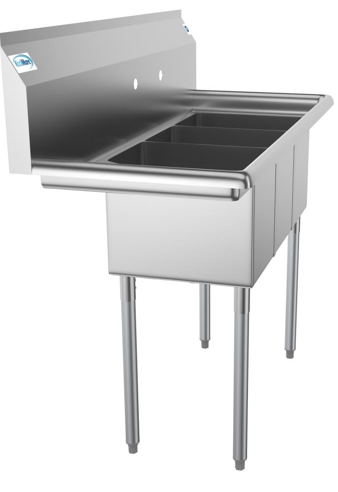 KoolMore Stainless Steel 3-Basin Utility Tub with Drain