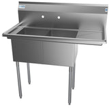 KoolMore Stainless Steel 2-Basin Freestanding Utility Tub with Drain - 22" x 43"