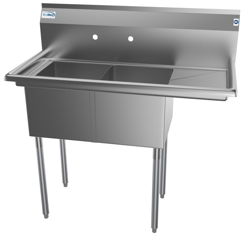 KoolMore 22" x 43" 2-Basin Stainless Steel Utility Tub with Drain