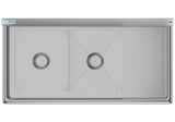 KoolMore Stainless Steel 2-Basin Freestanding Utility Tub with Drain - 22" x 43"