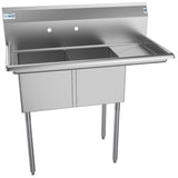 KoolMore Stainless Steel 2-Basin Freestanding Utility Tub with Drain - 22" x 43"