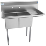 KoolMore 22" x 43" 2-Basin Stainless Steel Utility Tub with Drain