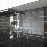 Giorbello (Sample) 3x6 Glass Subway Tiles Black 3-in x 6-in Glossy Glass Brick Subway Wall Tile