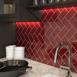 Giorbello (Sample) 3x6 Glass Subway Tiles Ruby Red 3-in x 6-in Glossy Glass Brick Subway Wall Tile