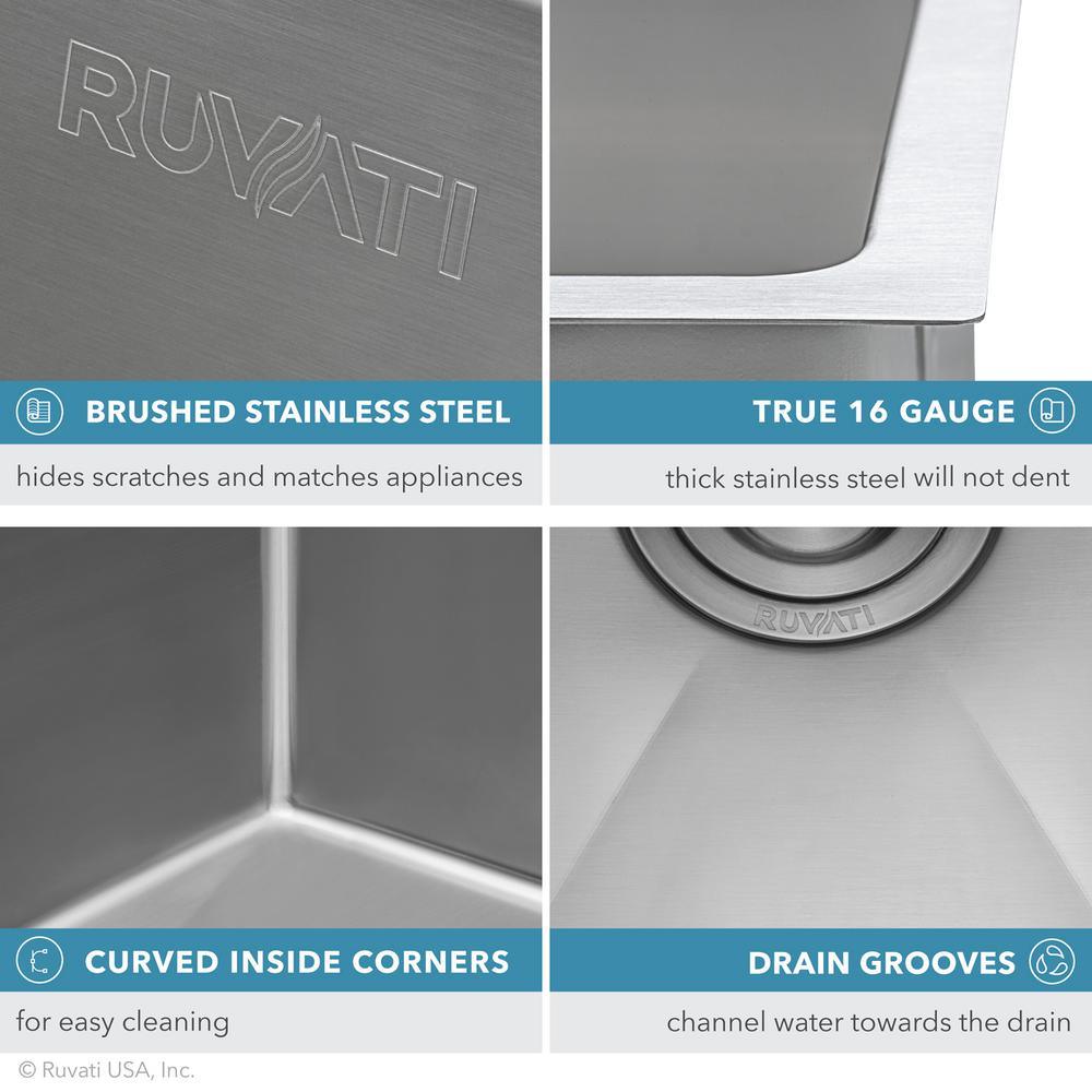 Undermount Stainless Steel 32 in. Single Bowl Kitchen Sink 16-Gauge - Super Arbor