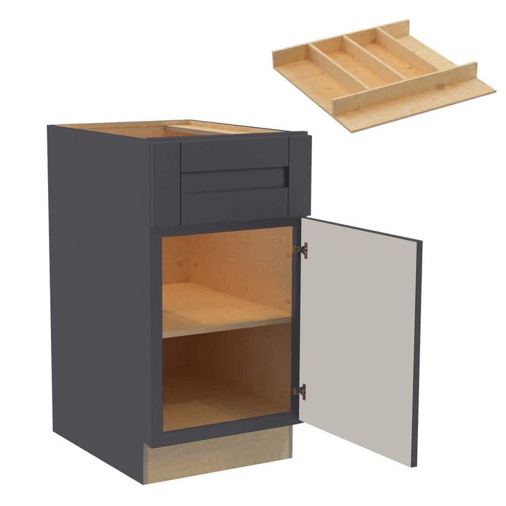 Home Decorators Collection Washington 18 in. W x 24 in. D x 34.5 in. H Assembled Plywood Base Kitchen Cabinet in Onyx with Soft Close Door RH