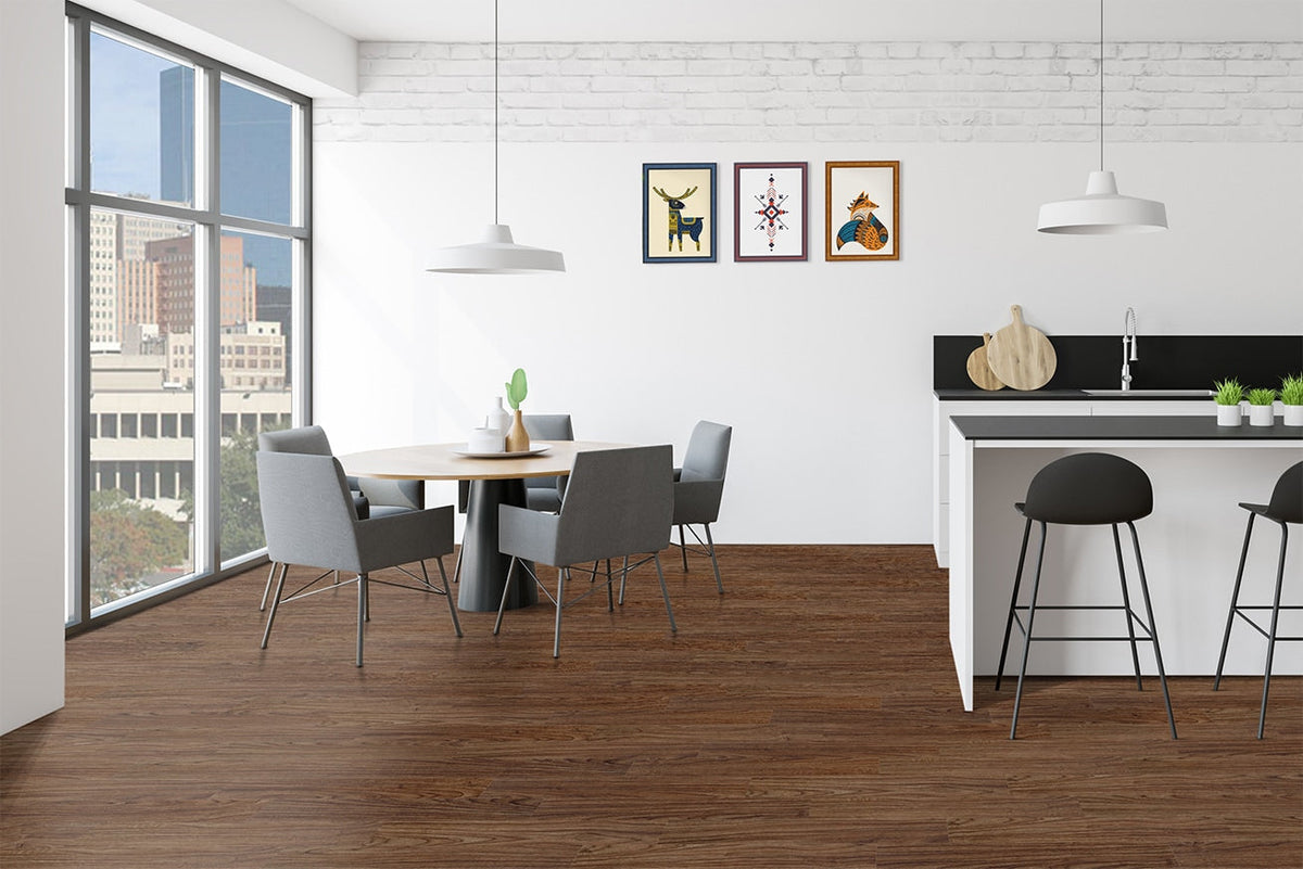 Lucida USA Basecore Chestnut Brown 12-mil x 6-in W x 36-in L Waterproof Peel and Stick Vinyl Plank Flooring (54-sq ft/ Carton)