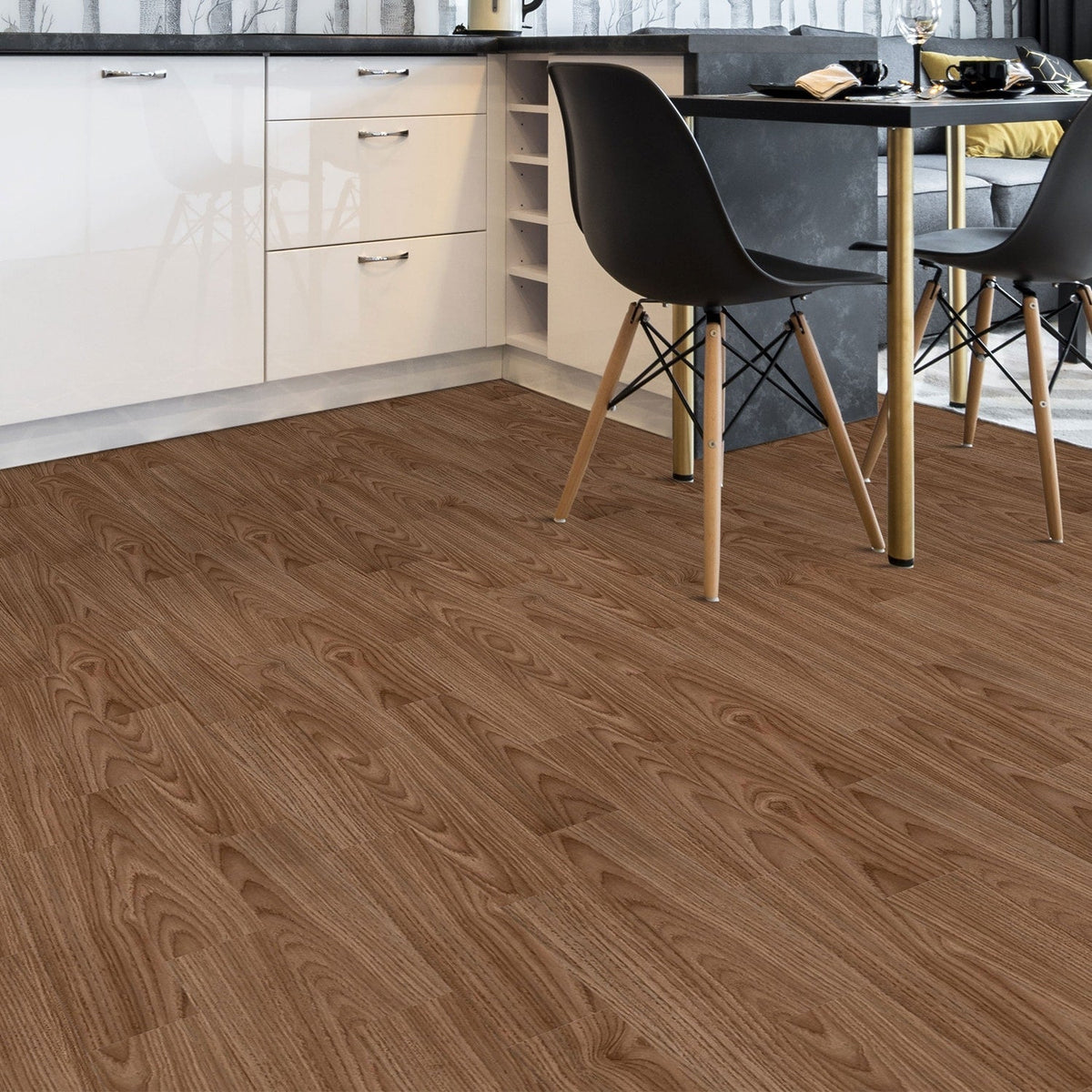 Lucida USA Basecore Almond Brown 12-mil x 6-in W x 36-in L Waterproof Peel and Stick Vinyl Plank Flooring (54-sq ft/ Carton)