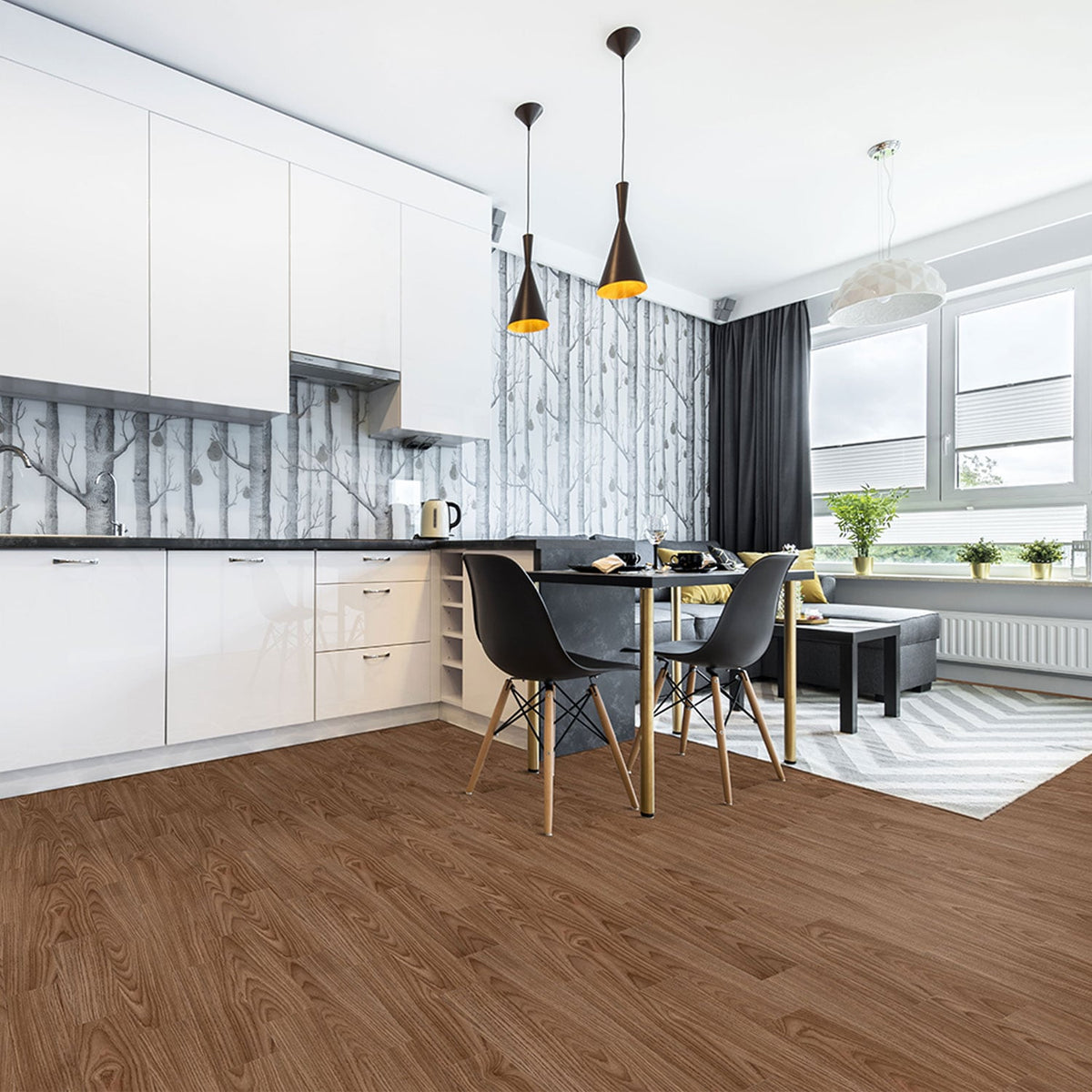 Lucida USA Basecore Almond Brown 12-mil x 6-in W x 36-in L Waterproof Peel and Stick Vinyl Plank Flooring (54-sq ft/ Carton)