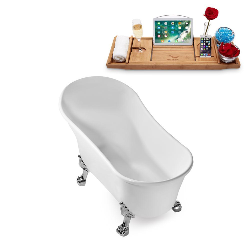 63 in. Acrylic Clawfoot Non-Whirlpool Bathtub in White - Super Arbor