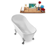 63 in. Acrylic Clawfoot Non-Whirlpool Bathtub in White - Super Arbor