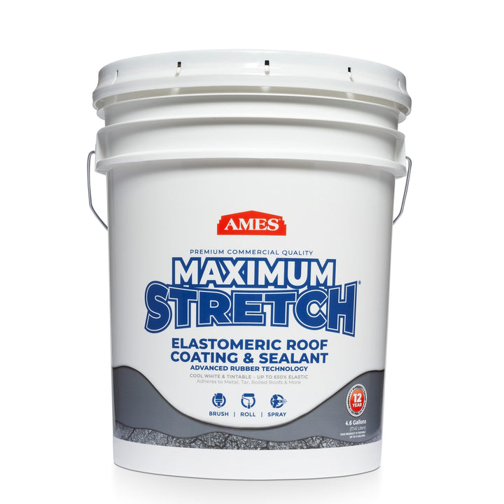 AMES Maximum Stretch 5-Gallon White Elastomeric Reflective Roof Coating & Sealant, 1-Year Limited Warranty