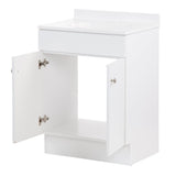 Project Source 24.5-in True White Single Sink Bathroom Vanity with White Cultured Marble Top, Dover Collection