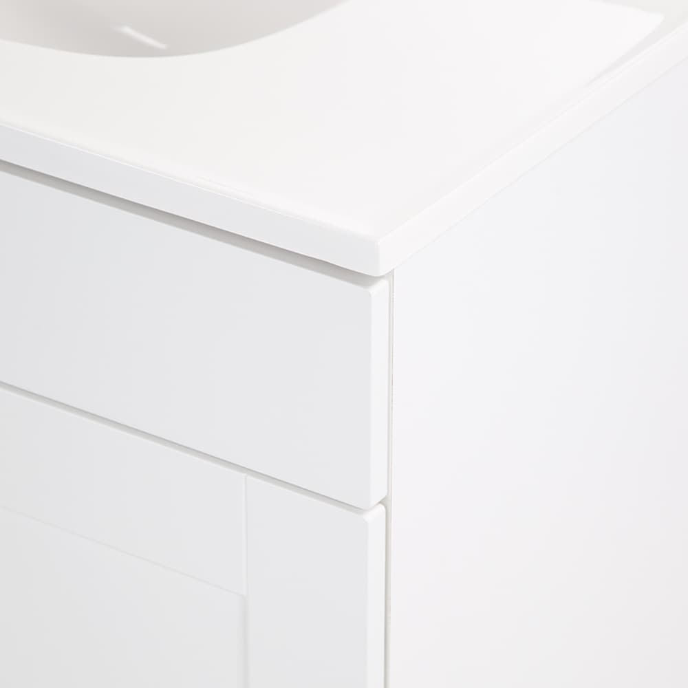 Project Source Dover 30.5-in True White Single Sink Bathroom Vanity with White Cultured Marble Top