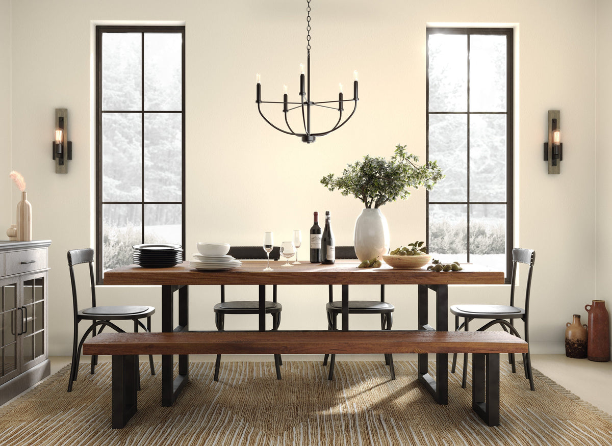 Progress Lighting Leyden 5-Light Matte Black Transitional Chandelier