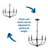 Progress Lighting Leyden 5-Light Matte Black Transitional Chandelier