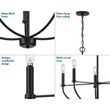 Progress Lighting Leyden 5-Light Matte Black Transitional Chandelier