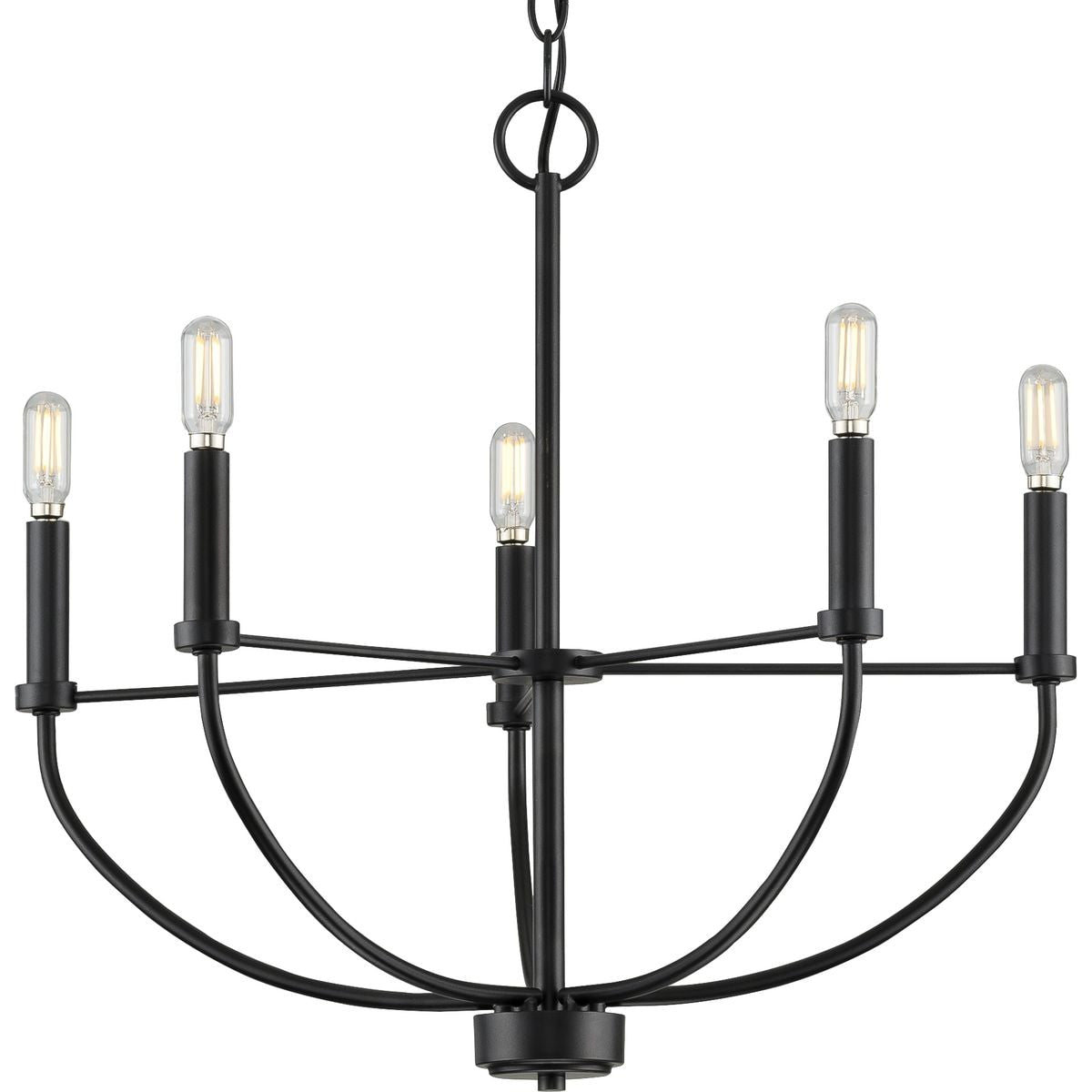 Progress Lighting Leyden 5-Light Matte Black Transitional Chandelier