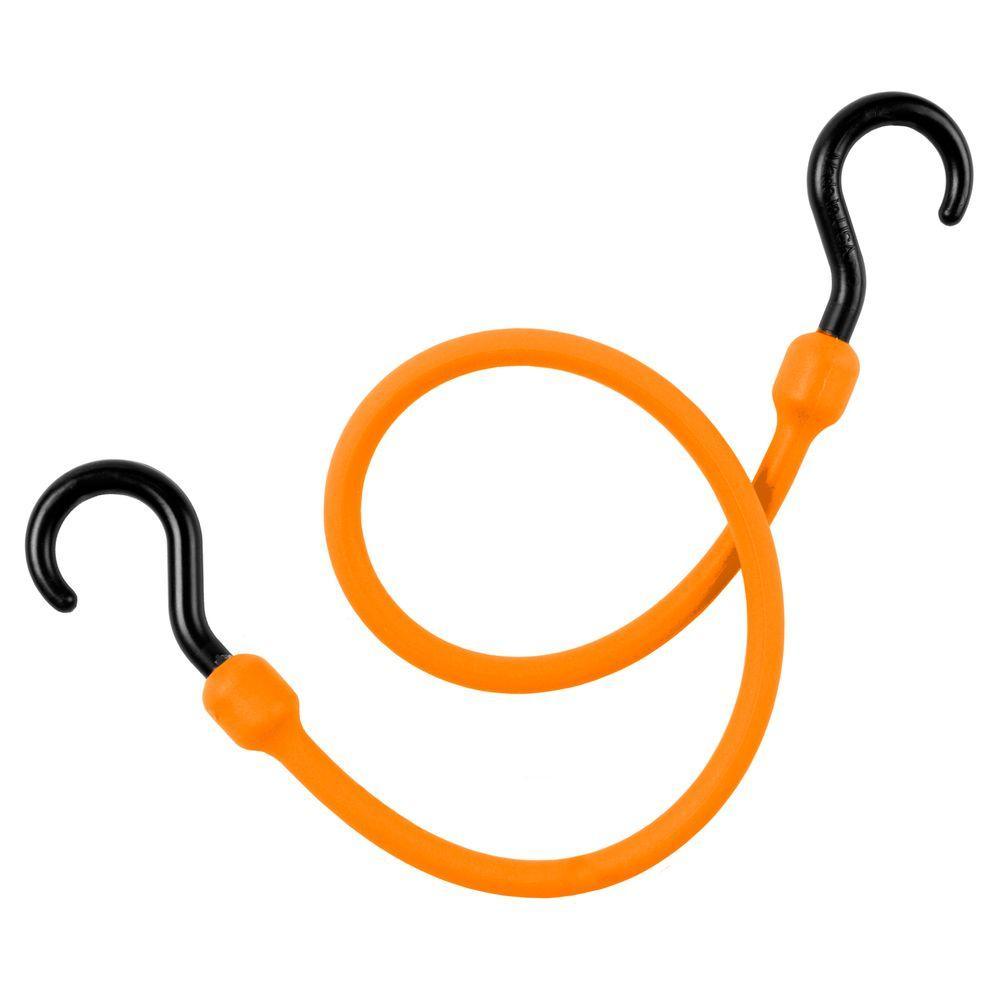 24 in. Polyurethane Bungee Cord with Molded Nylon Hooks in Orange - Super Arbor