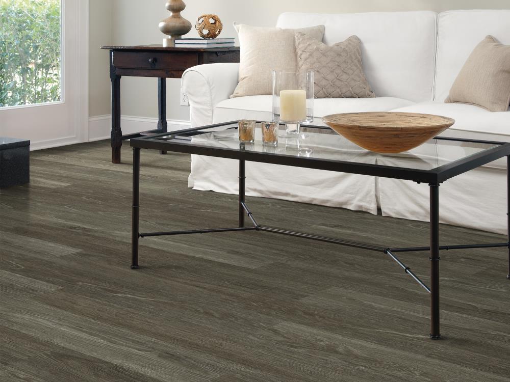 Shaw (Sample) Westwork Baron Brown Wood Look 12-mil Waterproof Glue Down Luxury Vinyl Plank