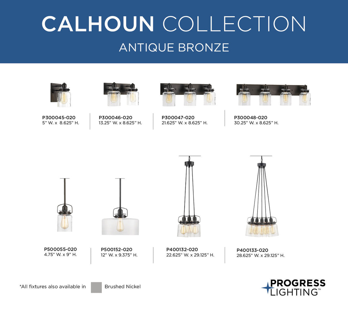 Progress Lighting Calhoun 3-Light Antique Bronze Transitional Chandelier