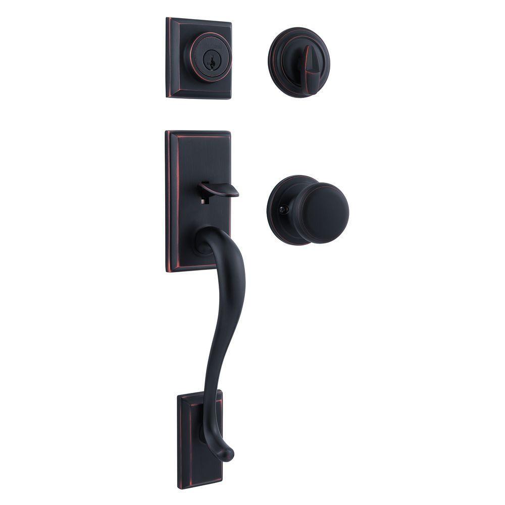 Hawthorne Venetian Bronze Single Cylinder Door Handleset with Juno Door Knob Featuring SmartKey Security - Super Arbor