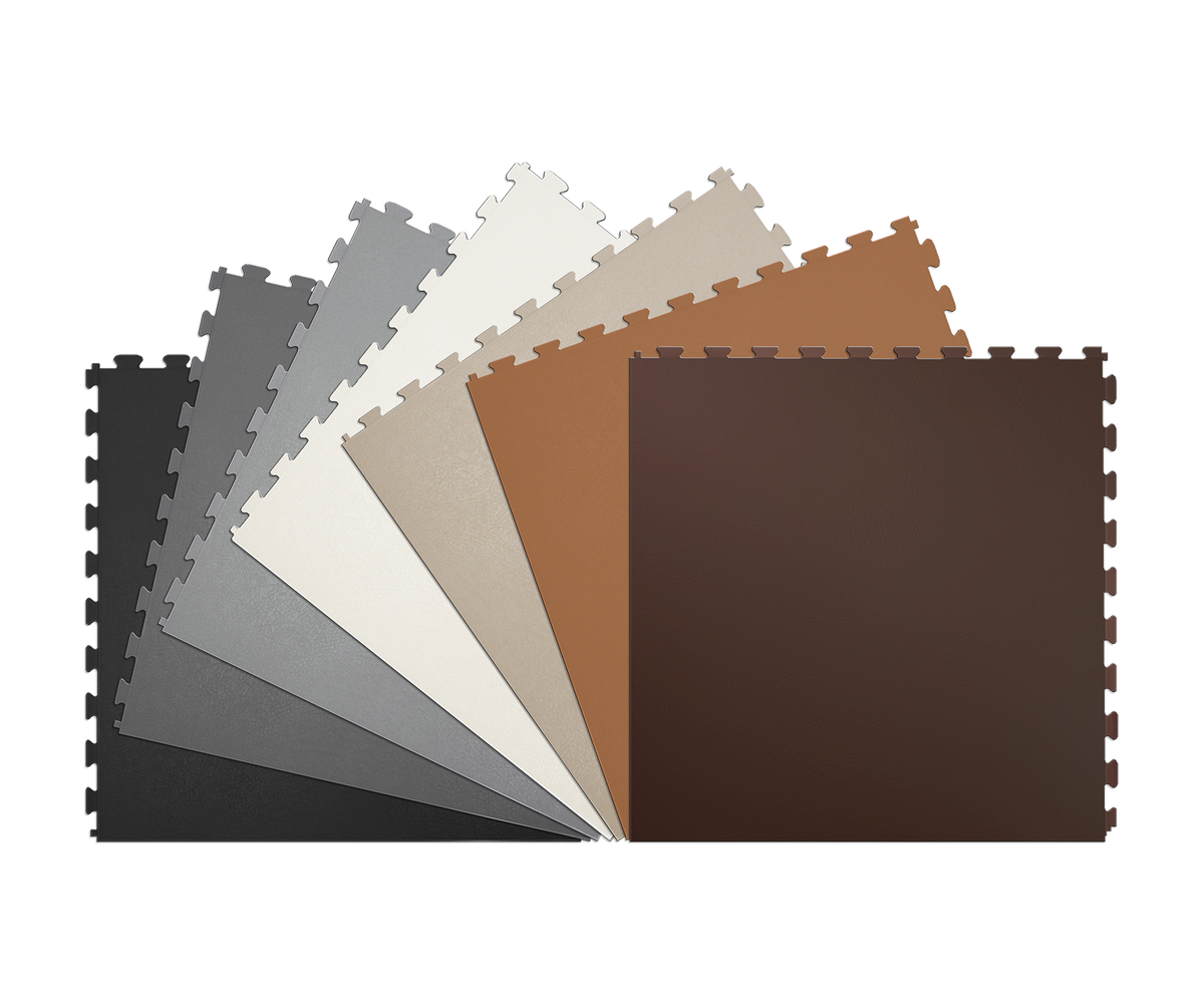 Perfection Floor Tile LeatherLook Interlocking Floor Tile, 6-Pack, 20-in x 20-in x 0.25-in, Buck/Satin Vinyl/Plastic