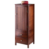 Winsome Wood Brooke Transitional Walnut Wood Curio Cabinet with 2 Drawers and 1 Door